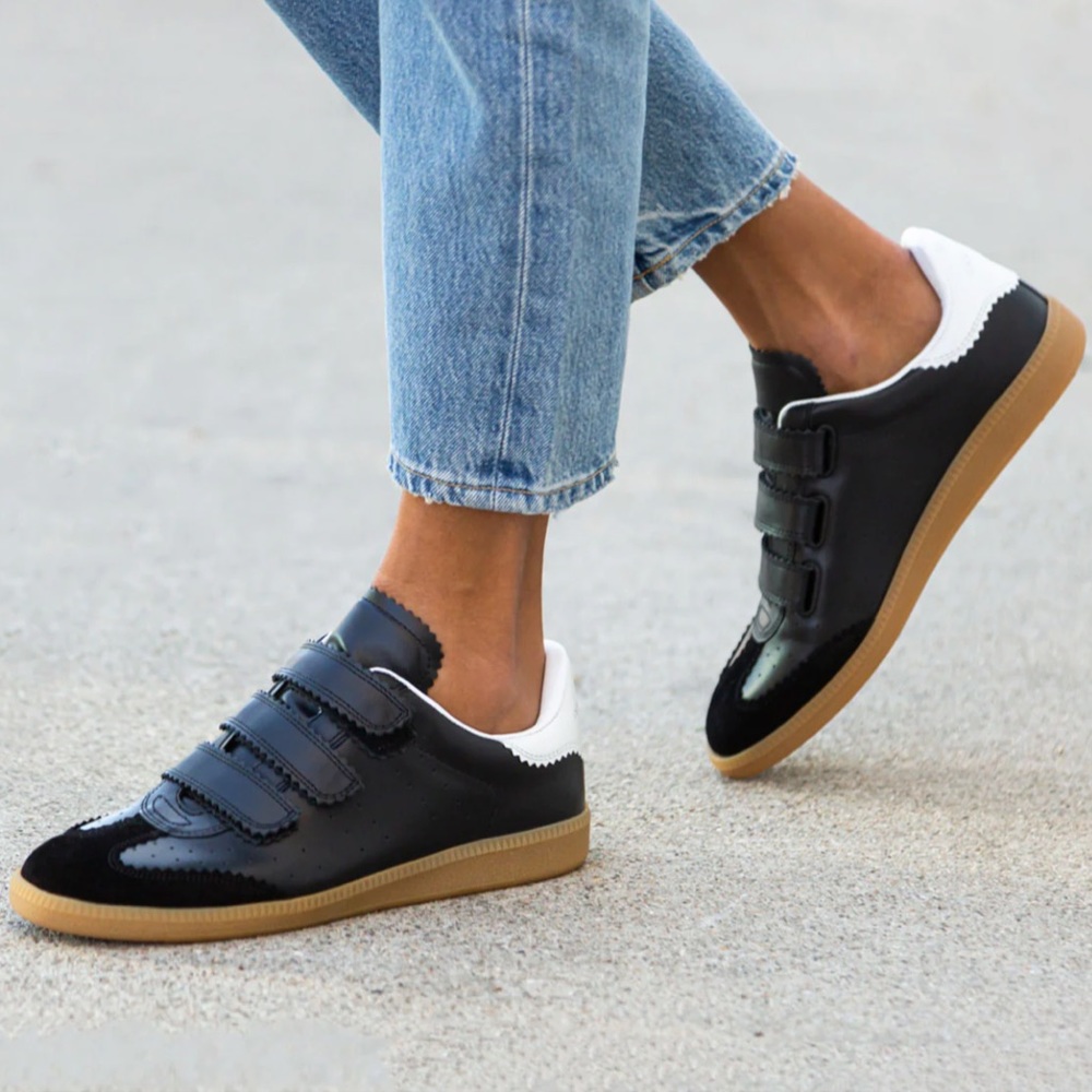 Isabel Marant Beth Sneaker in Black Leather/Gum Sole sz 39 New in Box